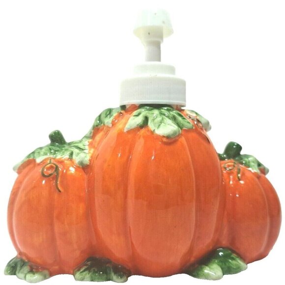 Smiling Jack-O-Lanterns Soap Dispenser Halloween Fall Kitchen Ceramic - Picture 3 of 6